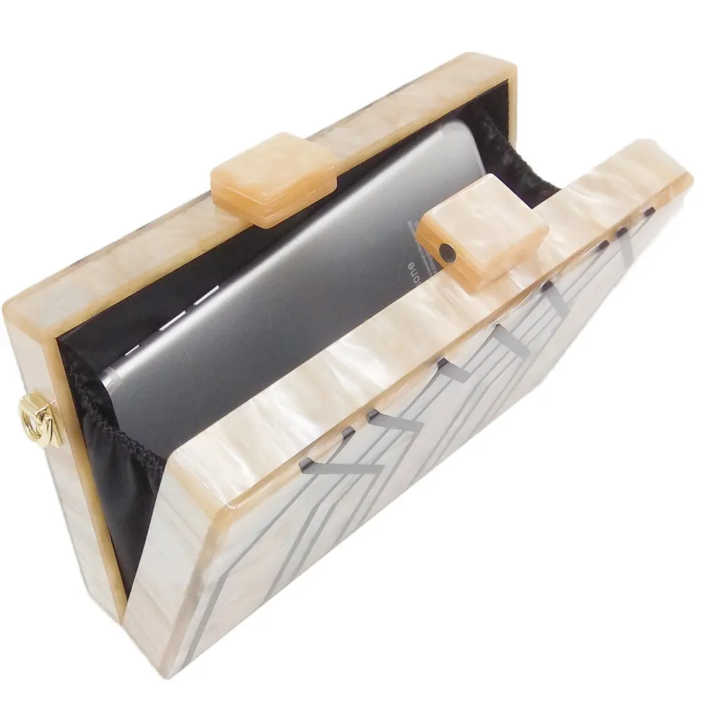 Geometric Striped Acrylic Clutch