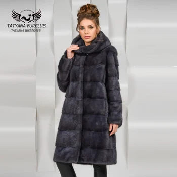 

Tatyana Furclub Luxury Long Mink Fur Coat Mink Fur Hooded,Real Natural Fur Coat,Women's Fur Coat Female Jacket,Mink Coat