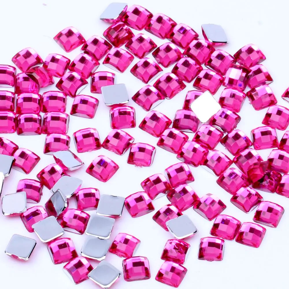 Квадратные граненые Акриловые стразы с плоской задней поверхностью, 4 мм, 5 мм, 6 мм, много цветов для дизайна ногтей, клеевые бусины, сделай сам, изготовление ювелирных изделий - Цвет: 04 Light rose