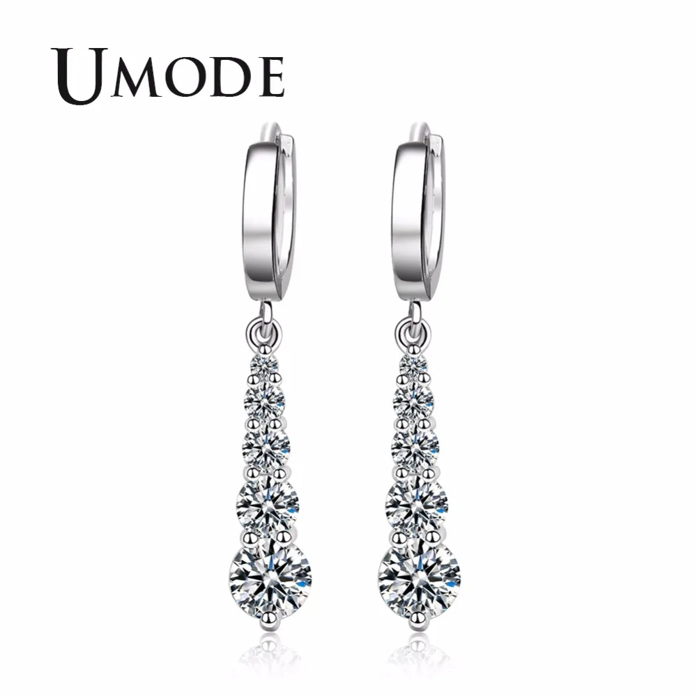 

UMODE Fashion Water Drop Round CZ Drop Earrings for Women New Luxury Designer Korean Cute Female Jewelry Accessories UE0420