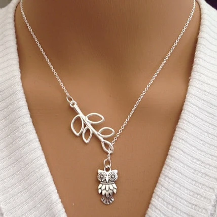 Beautiful Lariat Style Leaf and Owl Necklace !!! (1)