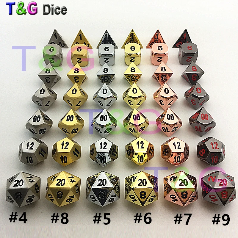 Высококачественный металлический 7 набор костей для ролевых игр d4 d6 d8 d10 d% d12 d20 сторона поли цифровая игра смешная игра с коробкой