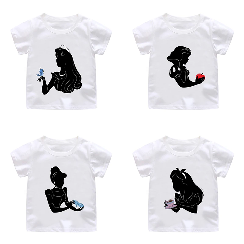 ZSIIBO/футболка принцессы с рисунком; костюм для девочек; Детские топы; летняя белая рубашка с короткими рукавами; Забавные футболки; детская одежда для девочек; CX6L151