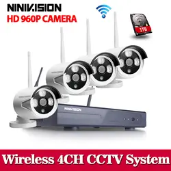 NINIVISION 1.3MP Plug and Play Беспроводной NVR комплект P2P 960 P/720 P HD Открытый ИК Ночное Видение безопасности IP камера WI-FI CCTV Системы