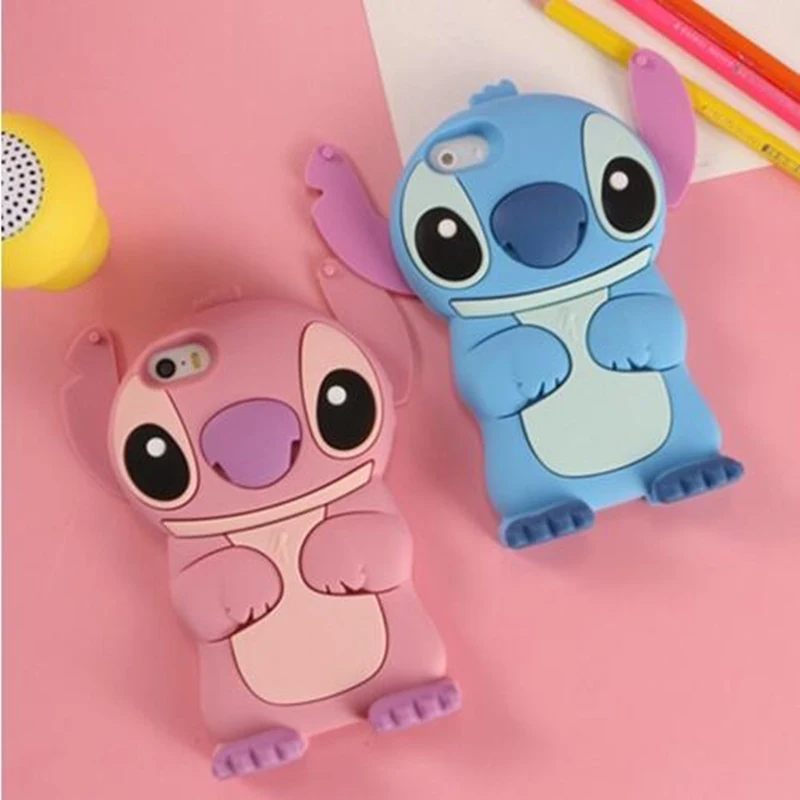 3d Anime Kartun Stich Silikon Lucu Silikon Kembali Menutupi Case