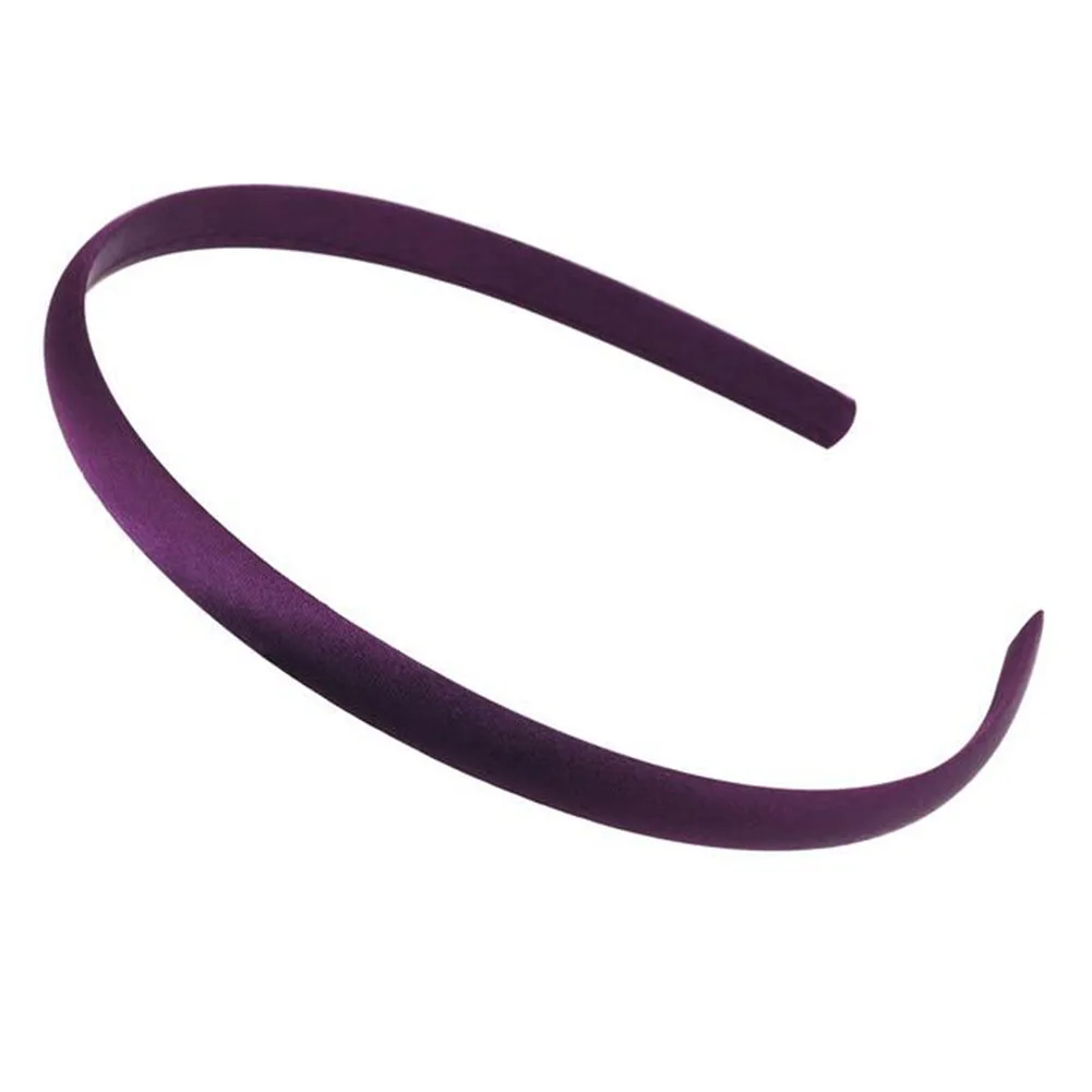 10 мм карамельные атласные покрытые резинки для волос для женщин, девушек, детей эластичный однотонный Атлас резинки для волос DIY повязка на голову обруч для волос - Цвет: Темно-фиолетовый