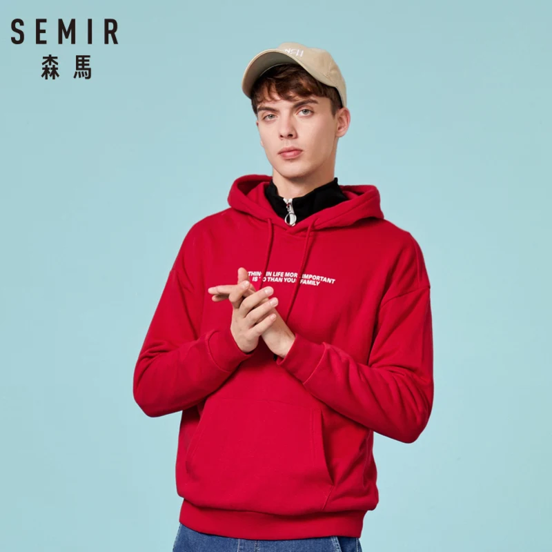 

SEMIR Men Printed Hooded Sweatshirt with Kangaroo Pocket Pullover Hoodie with Elastic Drawstring Hood Ribbing at Cuff and Hem