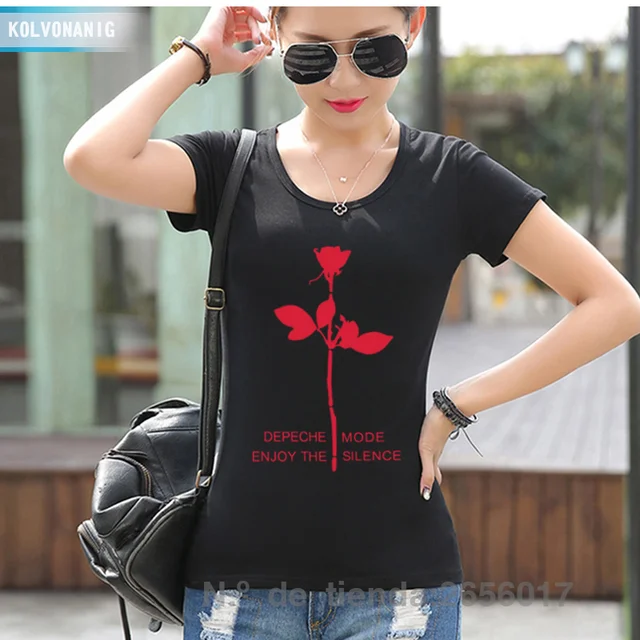 2019 Summer Women\\u0027s T Shirt Depeche Mode Fashion Printing T,Shirt Enjoy The Silence Flower For Girls Slim Hip Hop Swag Tshirts