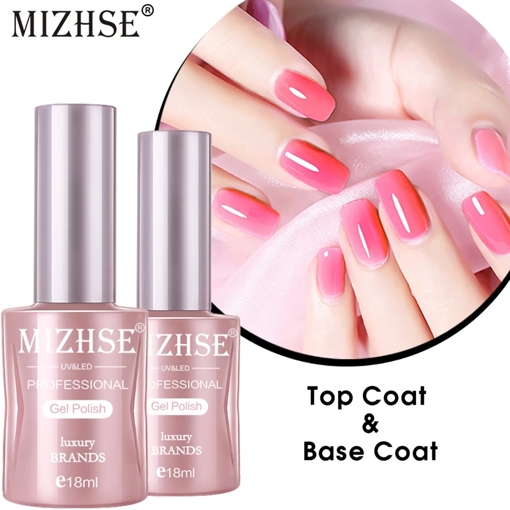 

MIZHSE 18ML Base and Top Coat Gel Nail Polish UV 10ml Transparent Soak Off Primer Gel Polish Gel Lacquer Nail Art Manicure Set