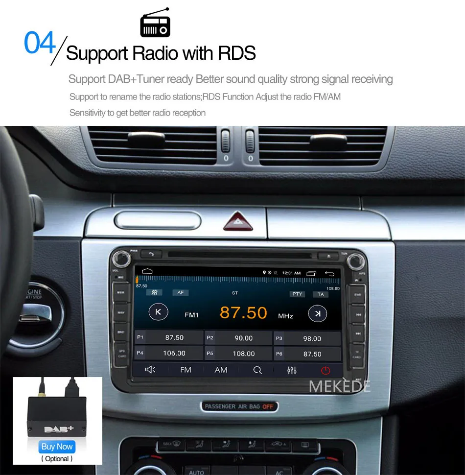 Sale MEKEDE Quad Core Android 7.1 car dvd player 2Din For Skoda POLO PASSAT B6 CC TIGUAN GOLF 5 Fabia with Wifi radio 2G RAM 4G LTE 27