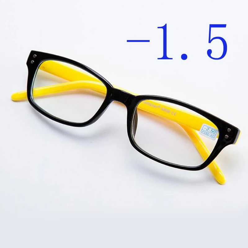 Квадратная оправа с заклепками, женские очки для близорукости, мужские Пластиковые оправы очки от близорукости-1,0-1,5-2,0-2,5-3,0-3,5-4,0 - Цвет оправы: yellow myopia 150