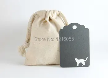 

Charcoal Cat Tags, Cat Themed Party Tags, Grey Favor Tags, Birthday Party wedding gift tags wish tree hanging card