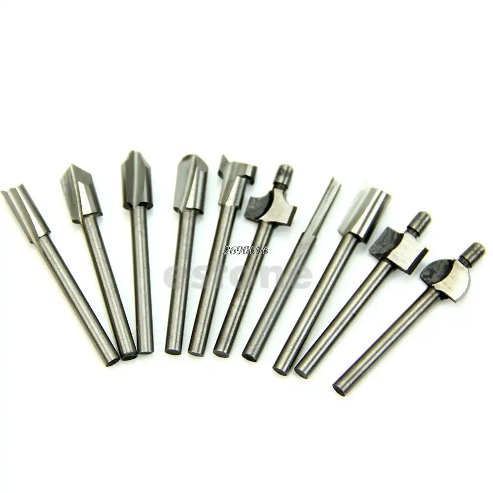 HSS Router Bits Wood Cutter Milling Fits Dremel Rotary Tool Set 10pcs 1