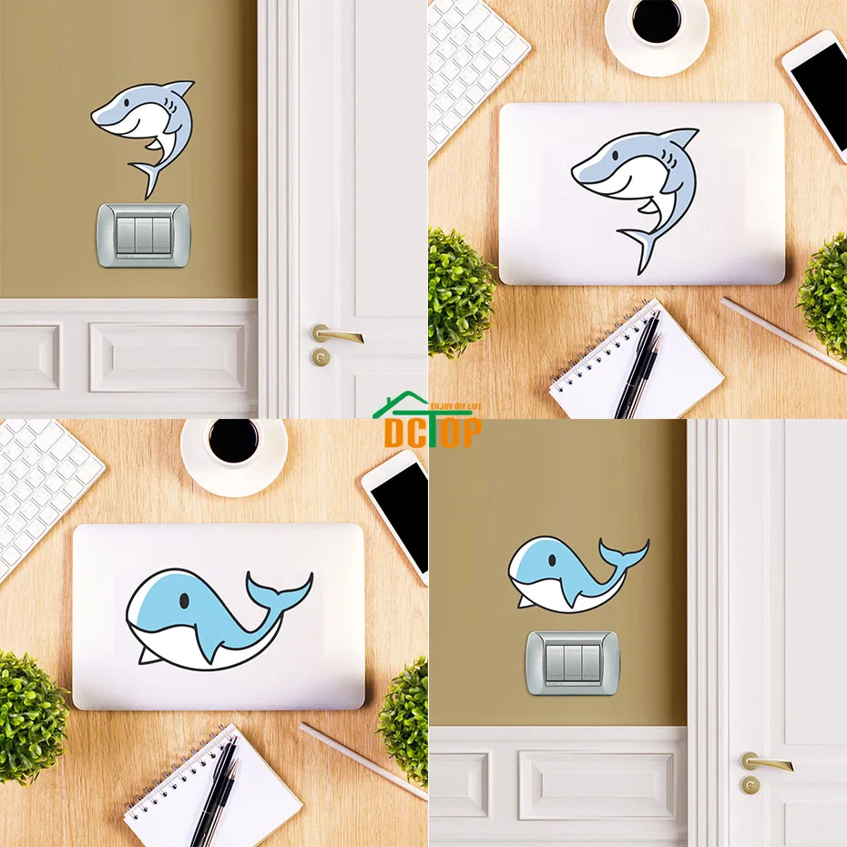 Lucu Warna Kartun Hiu Putih Wall Art Sticker Untuk Beralih Laptop Lucu Warna Kartun Hiu Putih Wall Art Sticker Untuk Beralih Laptop