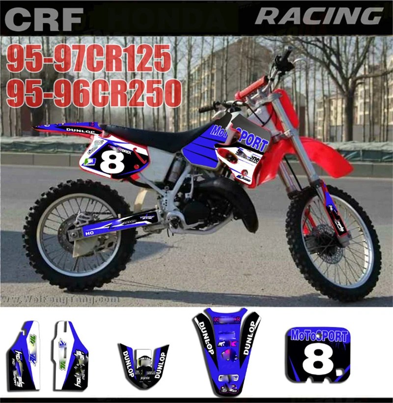 

Motorcycle Full Stickers Customizable Number Personality Decals For Honda CR125 CR 125 1995 1996 1997 CR250 CR 250 1995 1996