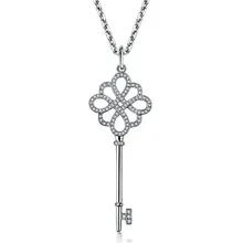 Стерлинговое серебро кулон китайский узел ключ SONA алмазный кулон женский 925 серебро позолоченное ожерелье свитер брелок подвеска