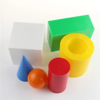 

6pcs/set Colored Large Geometric Shape Model Kits Cuboid Cube Cylinder Sphere Primary Math Geometry Teaching Aids Kids Toys