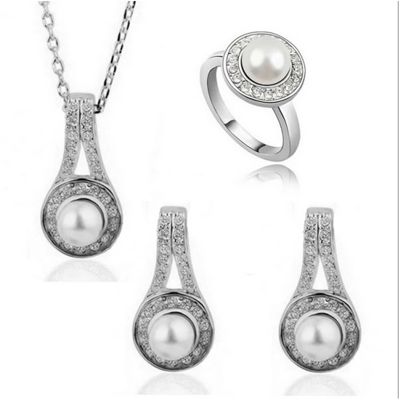 Simulated Pearl Jewelry Set For Women bridal jewelry sets crystal jewelry sets