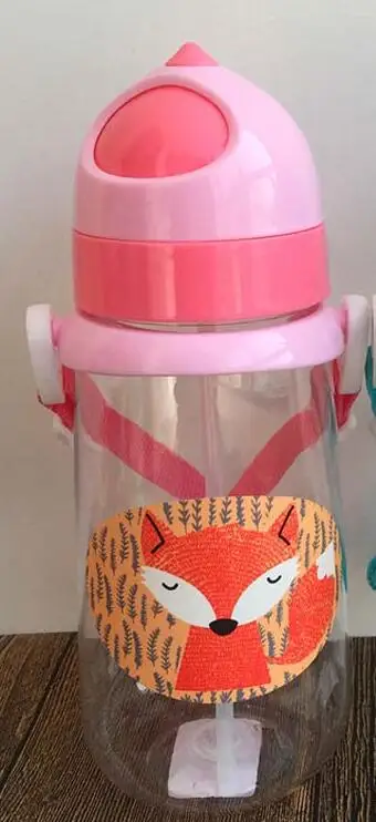 Прочная качественная кружка с ремнем с веревка для гор герметичная Питьевая Бутылка для младенцев, чтобы узнать питьевую чашку - Цвет: 500ML Pink