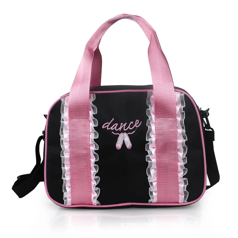 Розовый/черный балетный мешок кружевные танцевальные сумки для девочек и взрослых Танцевальная сумка детская балетная танцевальная сумка вышитая сумка для балерины для детей/женщин