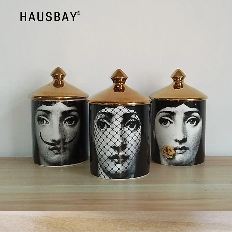

Fornasetti Jar Candle Holders Home Decoration Candelabra Handmade Ceramic Flower Arranging Pots Jewelry Box Retro Lina Face Cup