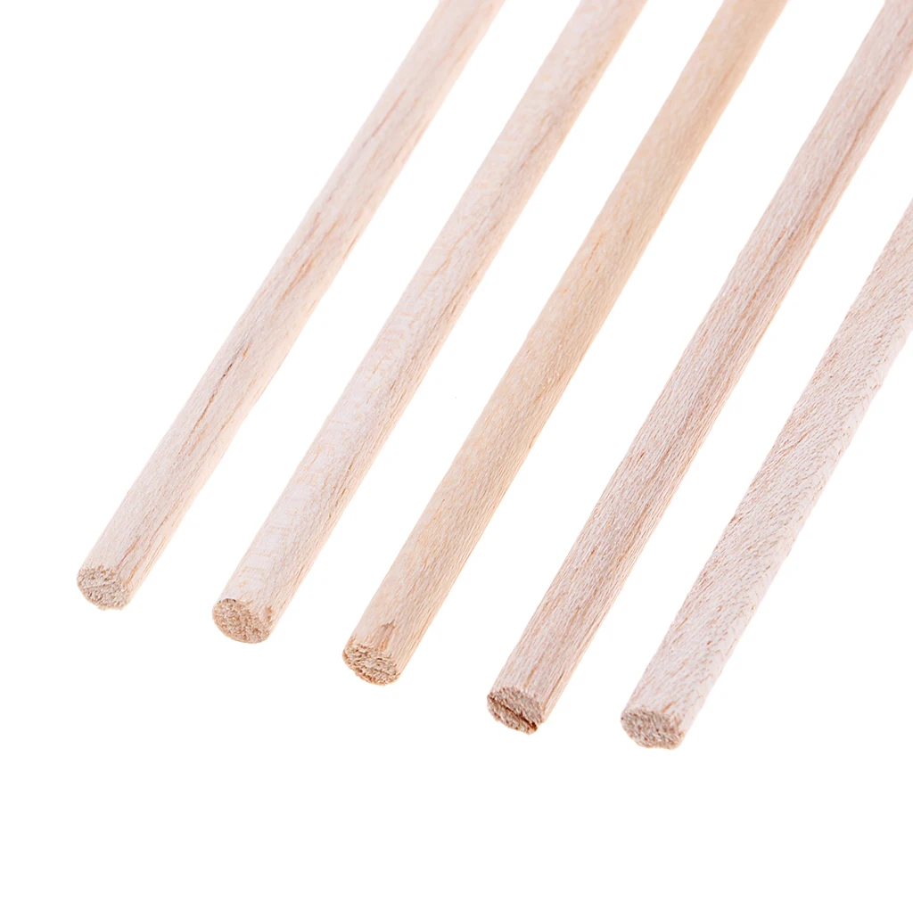MagiDeal 5Pcs 6*250mm Craft Sticks Round Rod Balsa Wood Bar Hobby Model DIY Craft Acc for Architecture Model Toys Carving