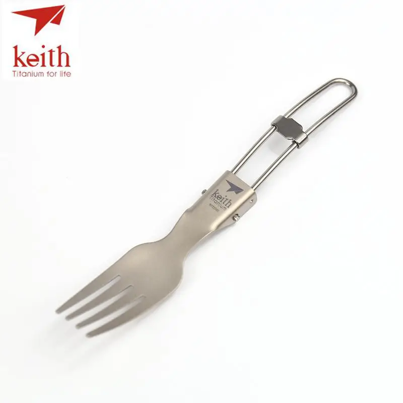 Keith titanio plegable tenedor Camping cubiertos viajes Tablewares Picnic al aire libre senderismo conveniente tenedores Spork sólo 13,8G Ti5306
