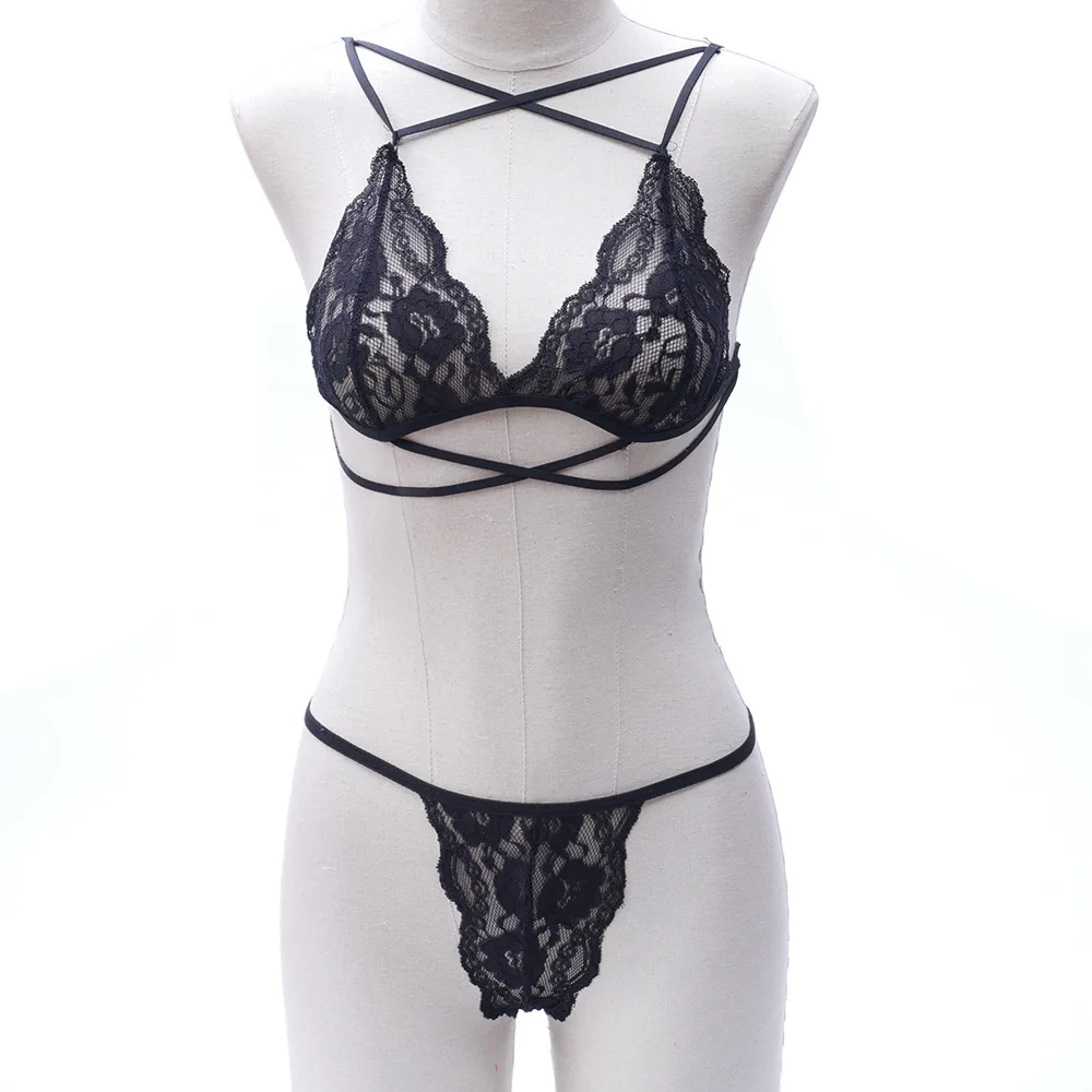 

New 1pcs Sexy lingerie Bra set Lace cross belt hollow female bra Underwear Intimate Sexy Bra Bikini Set Summer Women Wear HOT