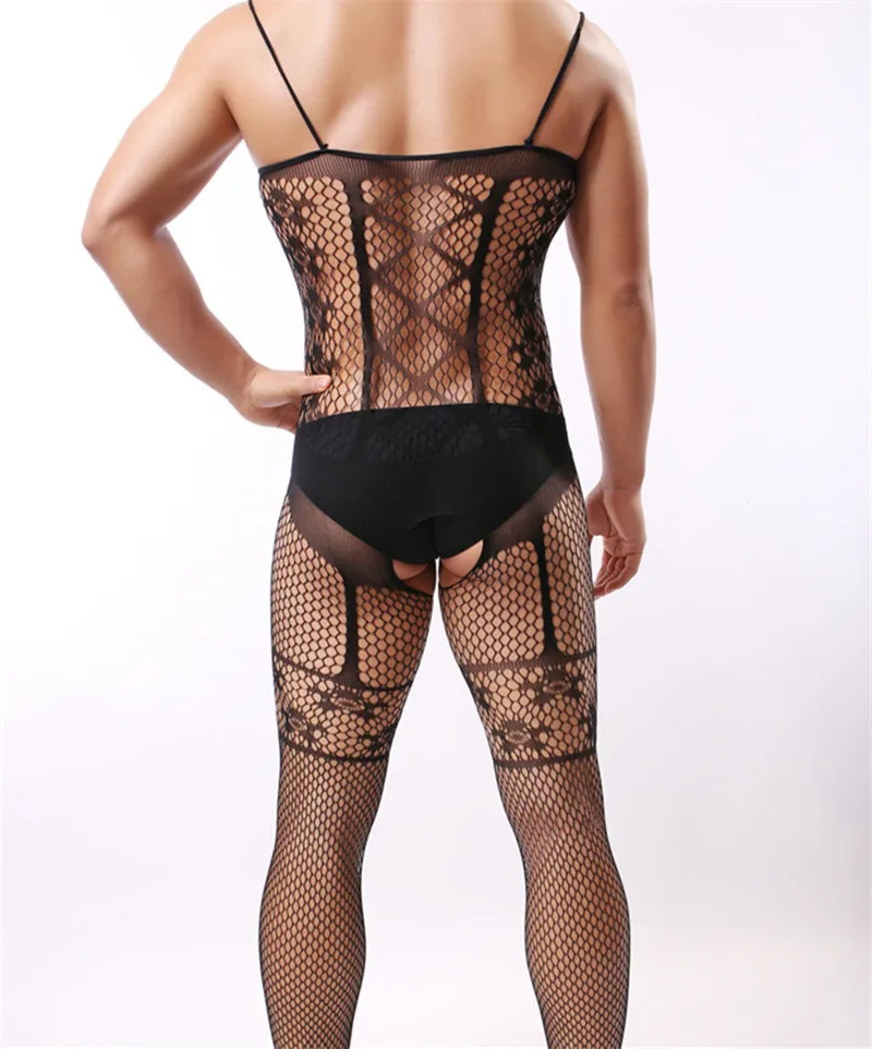 Sexy Lingerie Exotic Lingerie Men porno hose intimates hot bodysuit Sexy costumes Stockings Black elastic Netting Underwear