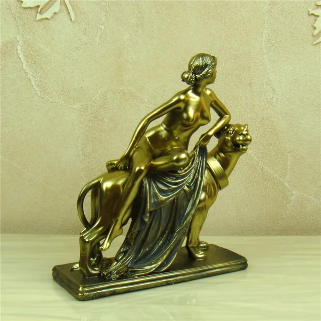 Nude Female Character On Panther Handmade Resin Sculpture 1
