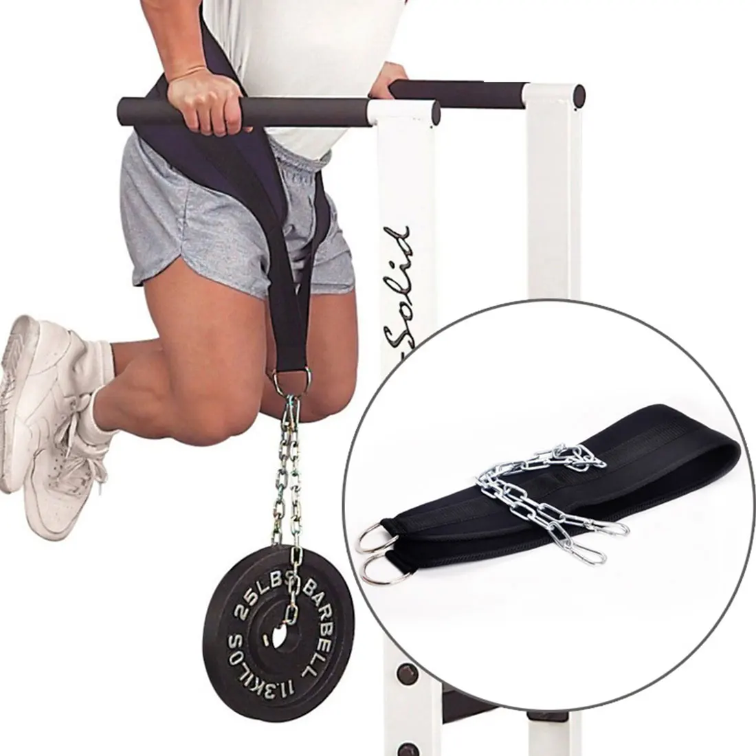 Fitness Equipment Weight Lifting Belt Gym Body Waist Strength Training Power Building Dipping Chain Pull Up