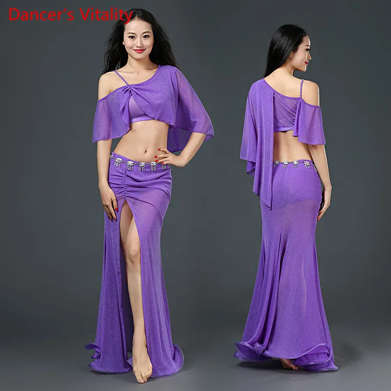 

New Arrival Belly Dance Short Sleeves Top+Long Skirt 2Pcs Clothes Summer Dancer Wear For Girls Stage Show Costumes