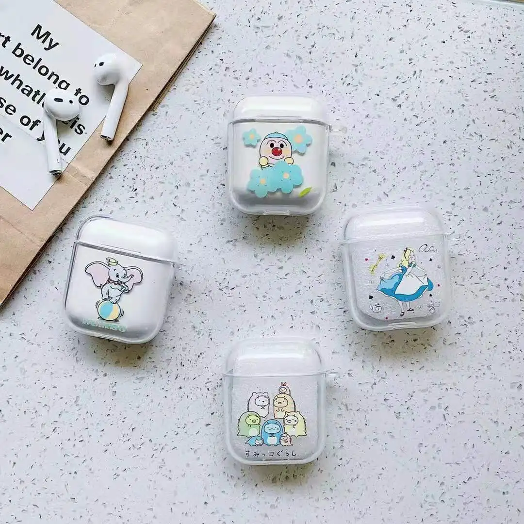 

Cute Cartoon Alice Princess DUMBO ball Bluetooth Wireless Earphone Cover Case For AirPods Protect Clear Soft TPU Charging bag