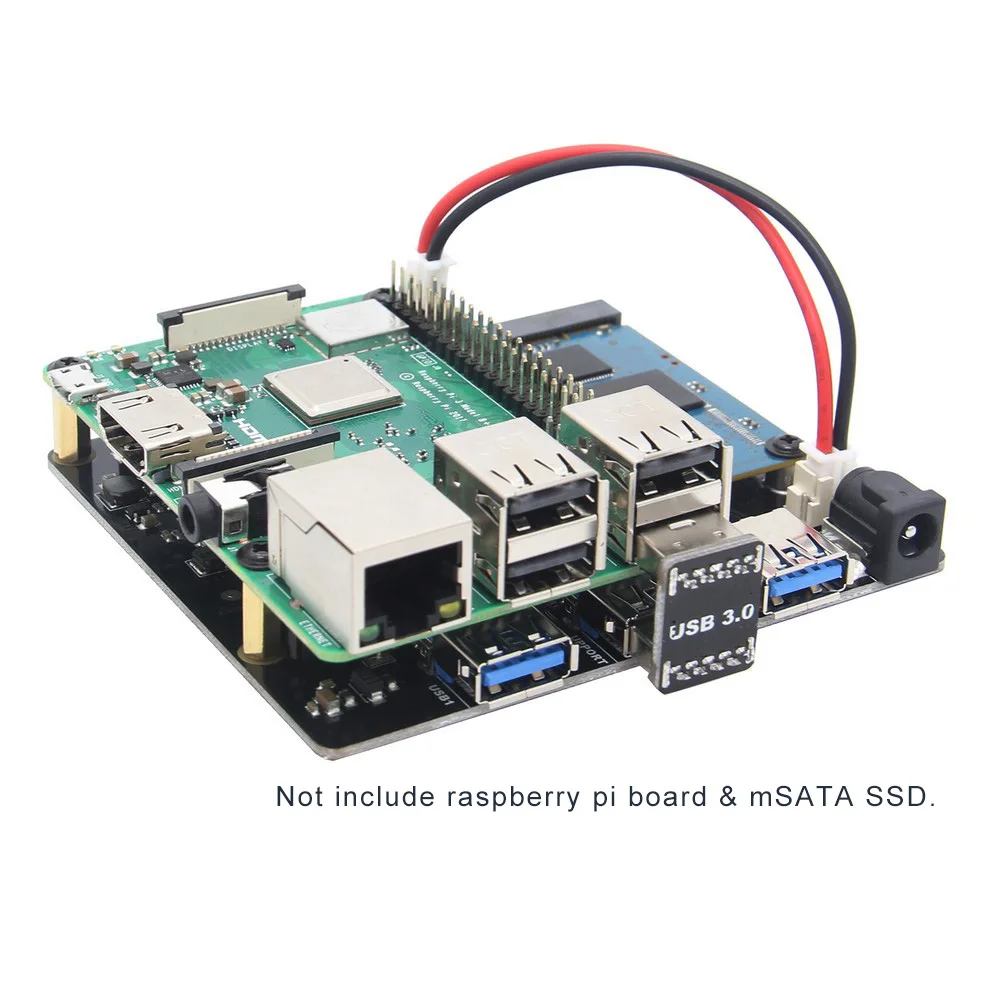 Raspberry Pi X852 V1.1 двойной mSATA SSD хранения Плата расширения с USB 3,0 джемпер для Raspberry Pi 3 Model B+(плюс)/3B/2B/ROCK64