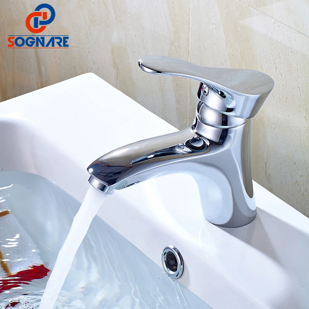 

SOGNARE New Basin Faucet Cold And Hot Deck Mounted Single Handle Bathroom Faucet Chrome Water Mixer Tap Free Shipping D1101
