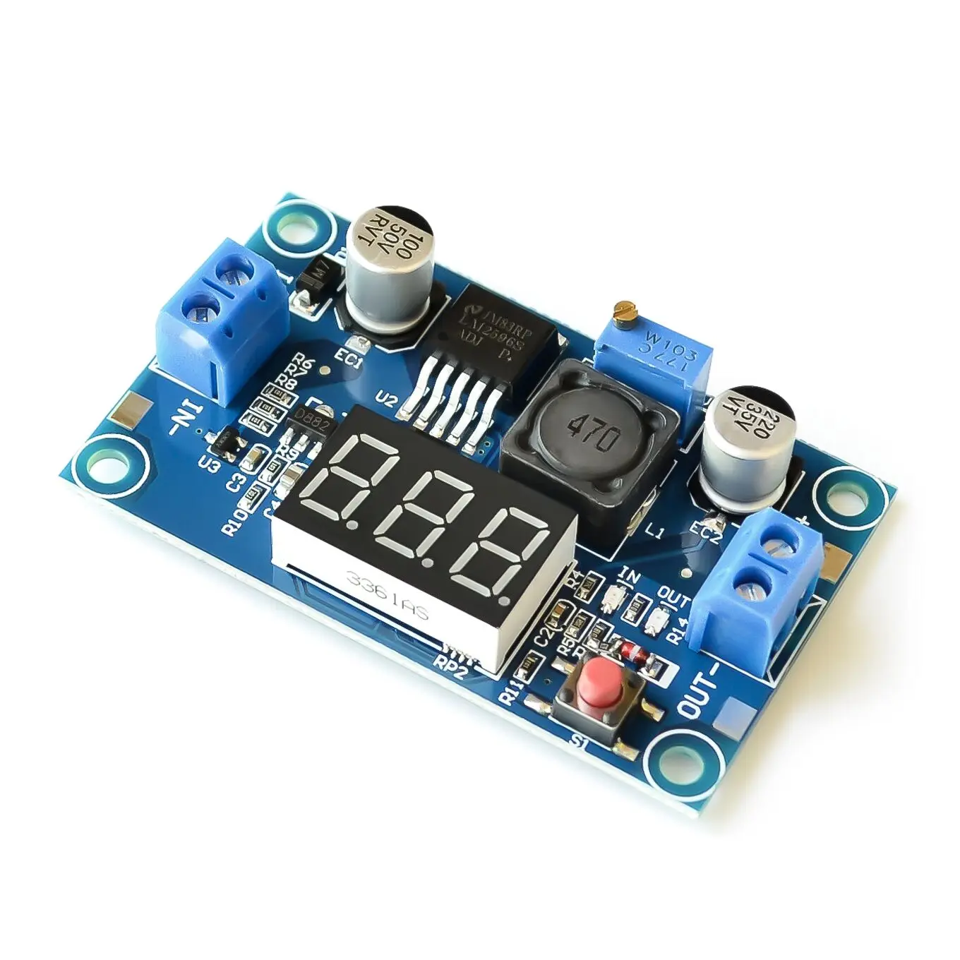 Cheap LM2596 DC 4.0~40 to 1.3-37V Adjustable Step-Down Power Module + LED Voltmeter  TK0343