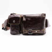 

Brand GO-LUCK Genuine Cow Leather Casual Travel Bag Men's Waist Fanny Pack Shoulder Bags For Mobile Phone