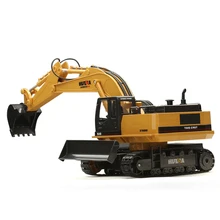 Huina 510 wireless remote control alloy excavator simulation children charging electric toy mining engineering vehicle model huina 1510 rc excavator car 2 4g 11ch metal remote control engineering digger truck model electronic heavy machinery toy