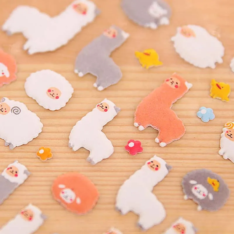 

2pcs Kwaii 3D stickers cartoon sheep alpaca scrapbooking diary bubble sticker scrapbook decoration notebook albums card tab