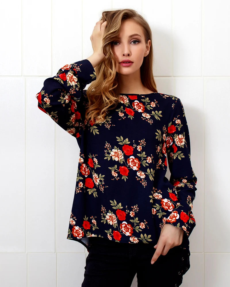 Back Zipper Shirts Women 2018 Loose White Top Femme Ladies Clothes Casual Floral Print Long Sleeve Elegant Blouse Vetements (6)