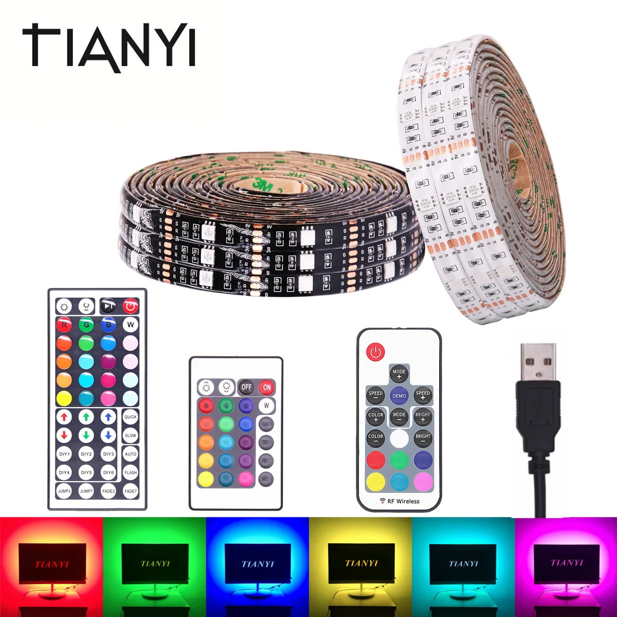 5050 RGB Светодиодная лента Водонепроницаемая 5 В USB 30led/m гибкая неоновая световая