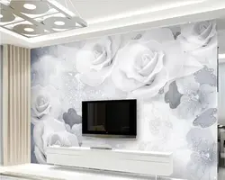 Современный простой ювелирные изделия с тиснением розовыми цветами 3D обои фрески papel де parede для гостиной диван ТВ wall Спальня Кухня Бар