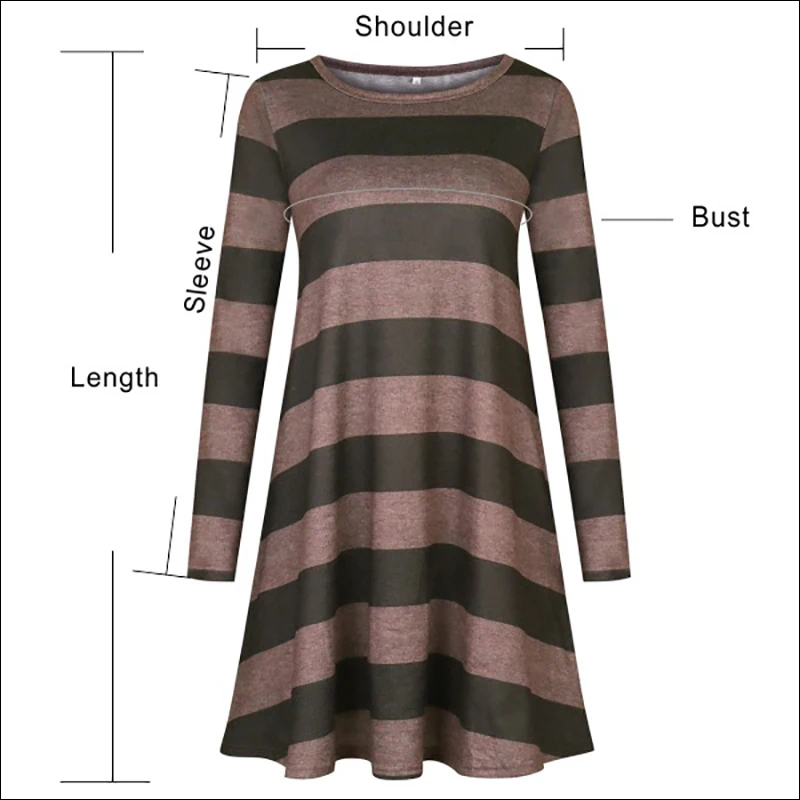 Gladiolus Autumn Winter Women Dress O-Neck Long Sleeve Striped Loose Casual Midi Dress Vestidos Verano 2018 Vestido Sundress (12)