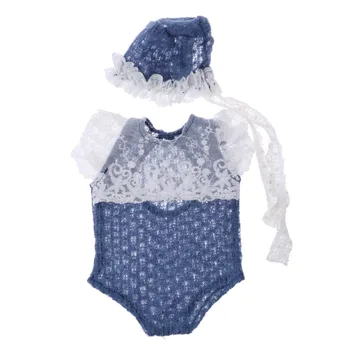 

Newborn Baby Infant Photography Props Boy Girl Outfits Cute Knit Crochet Hat and Romper Set Bebe Photo Clothes Jumsuit
