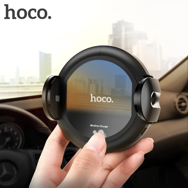 Skup HOCO uchwyt samochodowy Qi bezprzewodowa szybka ładowarka dla iPhone XS Max X XR uchwyt samochodowy telefon podczerwieni Auto Sensing dla Samsung uwaga 9 S9 S8