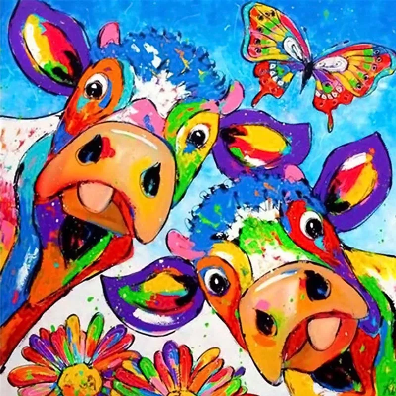

DIY Colorful Cow Bull Theme Diamond Painting Handmade Rhinestone Mosaic Picture Diamond Embroidery Gift Home Decoration