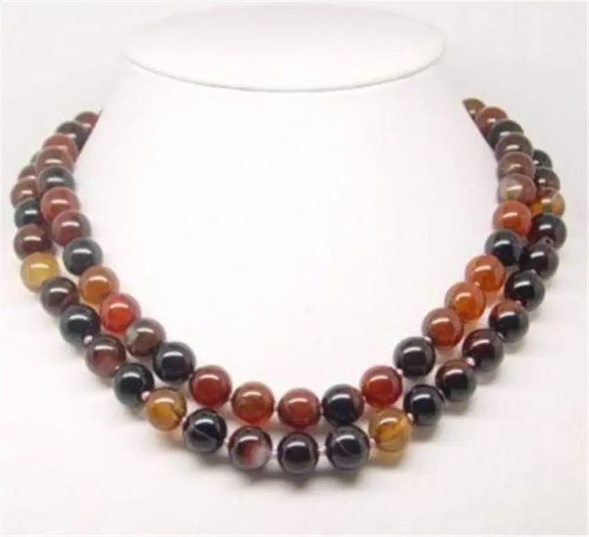 

FREE SHIPPING>>>@@ AAA natural round agate necklace gems 10mm 35inches long WW