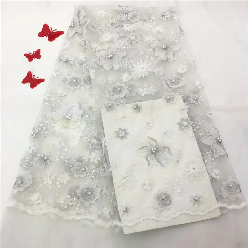 

HFX Nigeria Chiffon Flower Embroidered High Quality French Lace African Net Mesh Lace Fabric Tulle Lace Fabric For Party X1233-1