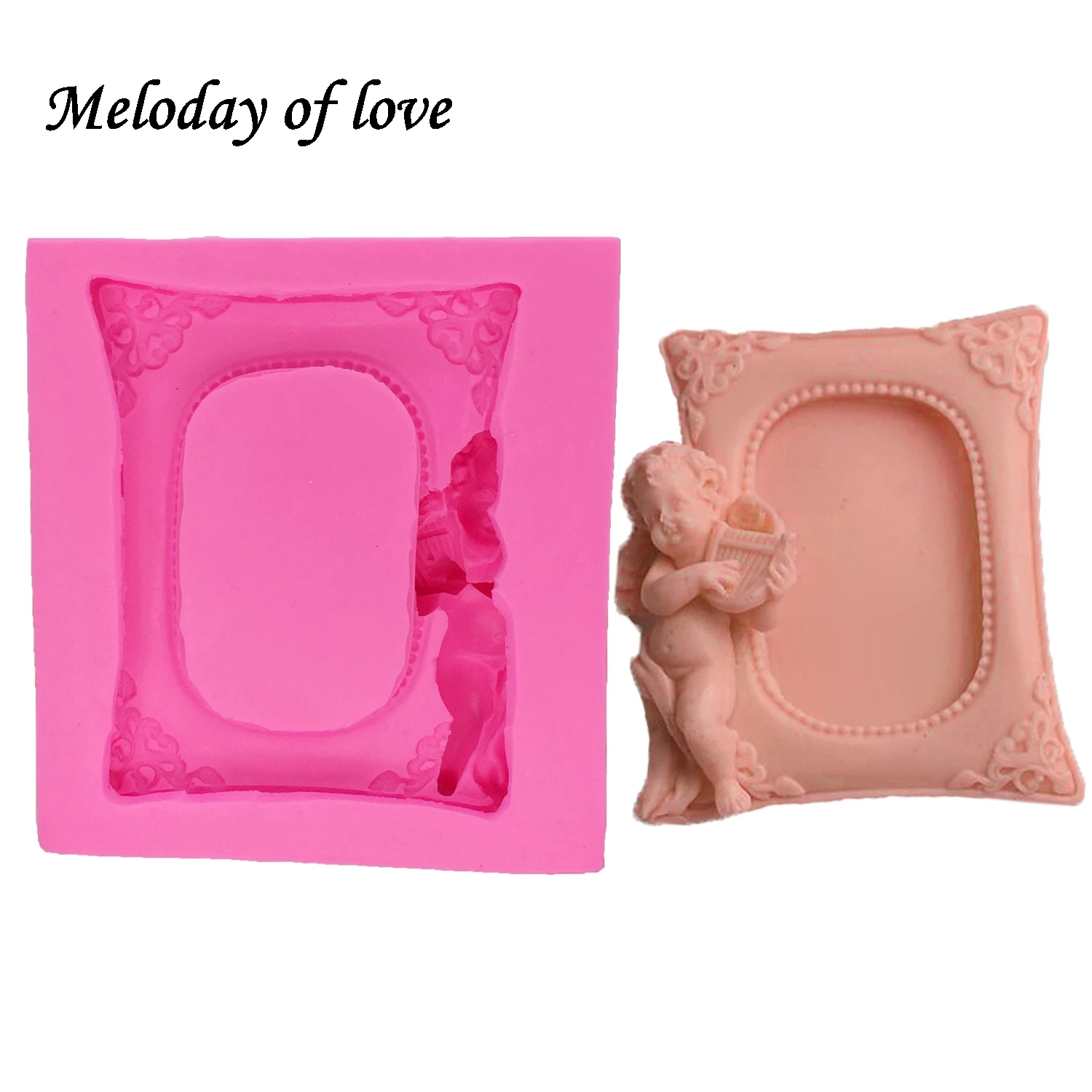 

1Pcs DIY Angel frame silicone mold for the baby shower favour gifts chocolate Gumpaste fondant tool Cake decoration Mould T1270