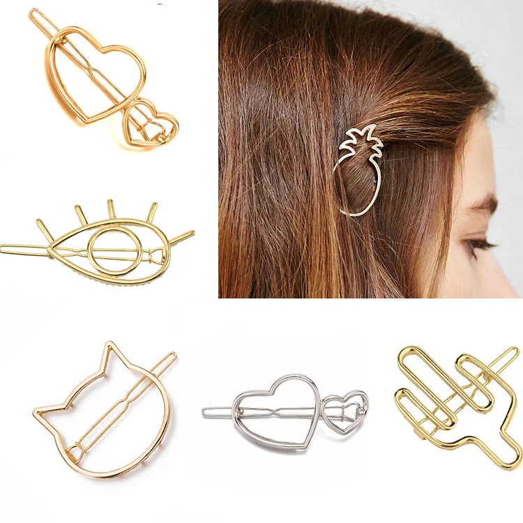 

Geometric Alloy Hairpins Palm Cactus Pineapple Snap Clip Women Barrettes Hair Clips for Girls Hair Accessories Hairgrips